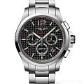 Longines Longines Conquest V.H.P. L3.727.4.66.6  L37274666 кварцевые мужские часы черный циферблат, браслет нержавеющая сталь — вид спереди